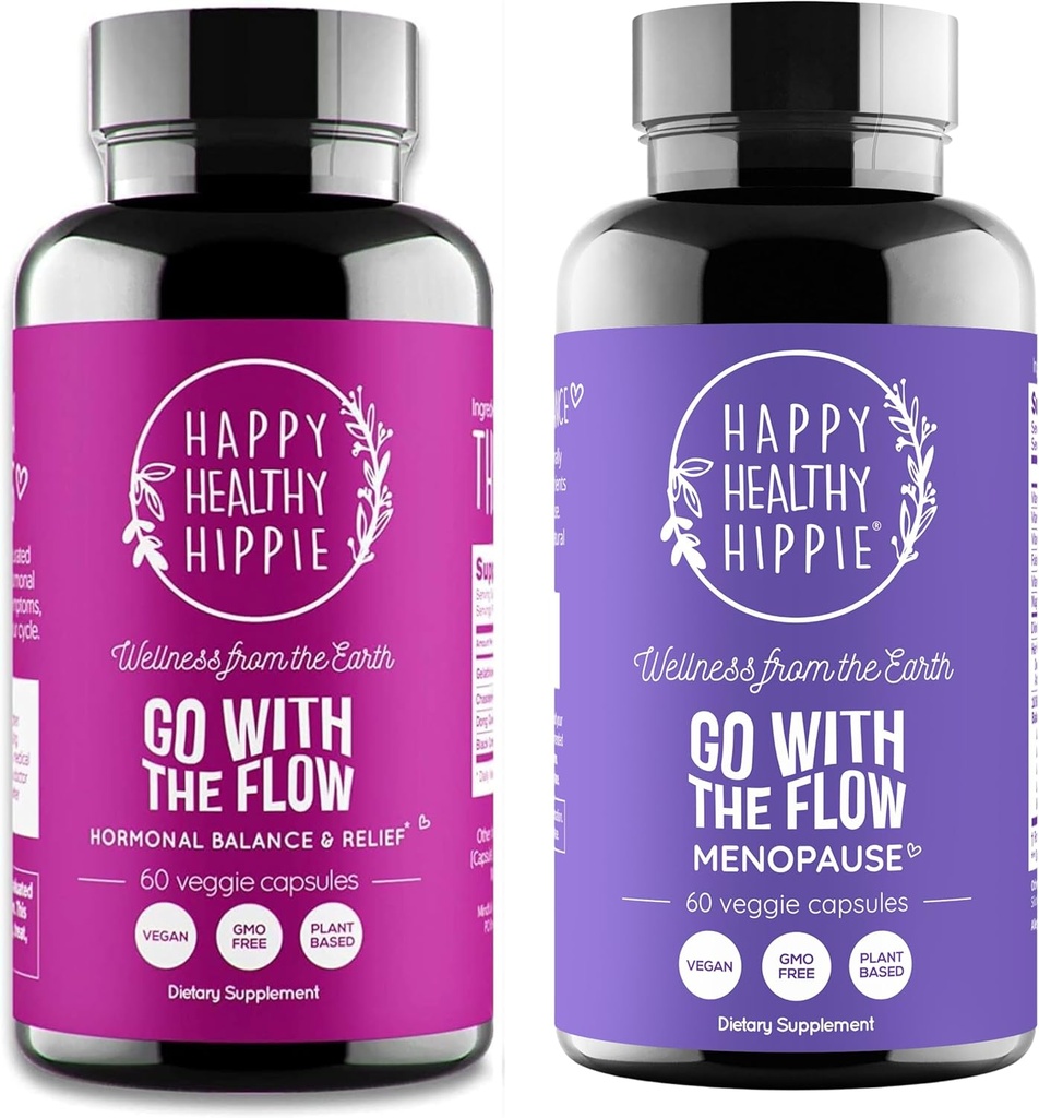 Happy Healthy Hippie Go with The Flow Menopause Support &amp; Go with The Flow Hormone Balance for Women