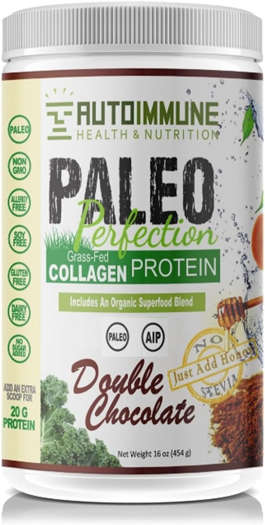 Autoinmune Health & Nutrition Paleo Perfection Double Chocolate Protein Powder (NO STEVIA, AIP Elimination Phase Compliant), 16 Ounce (Pack of 1)