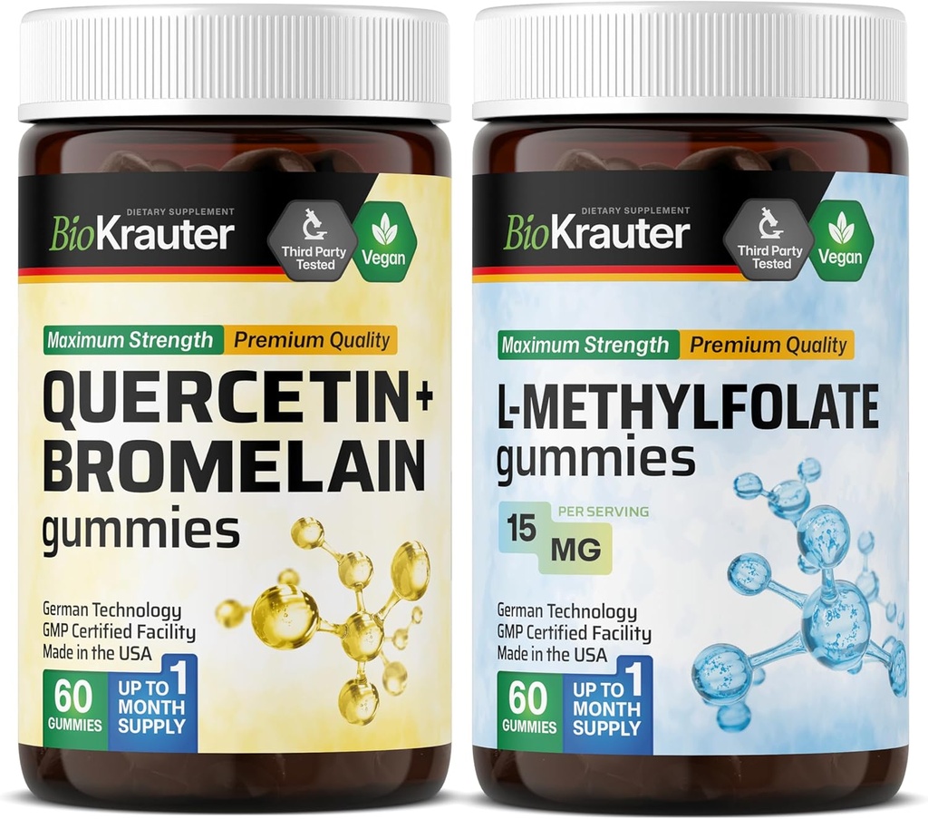 BIO KRAUTER Quercetin with Bromelain 60 Gummies " L-Methylfolate 60 Gummies