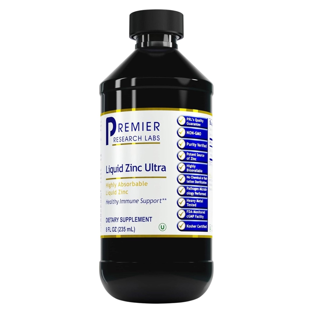 Premier Research Labs Liquid Zinc Ultra Supplement - for Immune Support &amp; Well-Being for Adults &amp; Kids - Highly Absorbable Drops - Utilizado para el análisis rápido de Zinc Status - 8 fl oz