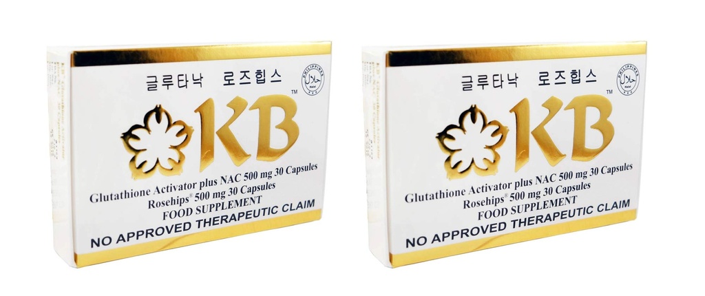 Lote de 2 Cajas KB Glutathione Kyusoku Bihaku Total de 60 cápsulas Glutanac y 60 cápsulas Rosehips Rayo de piel Blanqueamiento