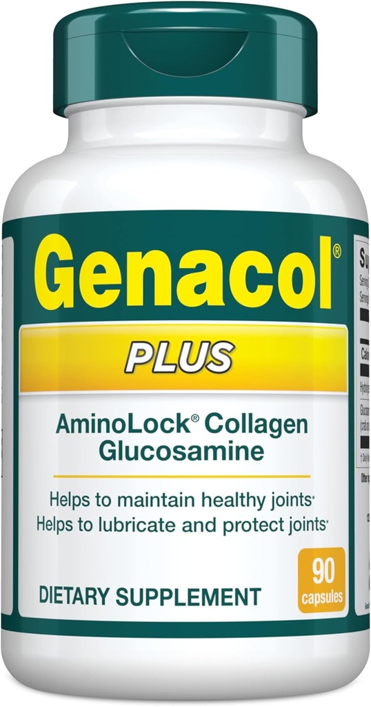 Genacol Plus – Suplemento de Glucosamina y Collagen, Peptidos de Collagen Ultra-Hydrolyzed, Movimiento Conjunto Eases, Mantiene Cartilaje, 90 cápsulas (30-Day Supply)