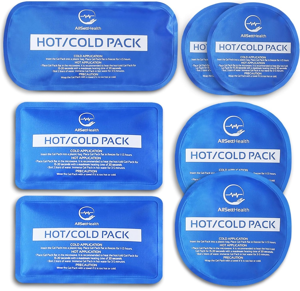 Paquetes de hielo caliente y frío reutilizables para lesiones Reutilizables – 7 paquetes de hielo flexible en múltiples formas y tamaños – Paquete de hielo multiuso para el alivio de dolor de espalda, cuello, hombro