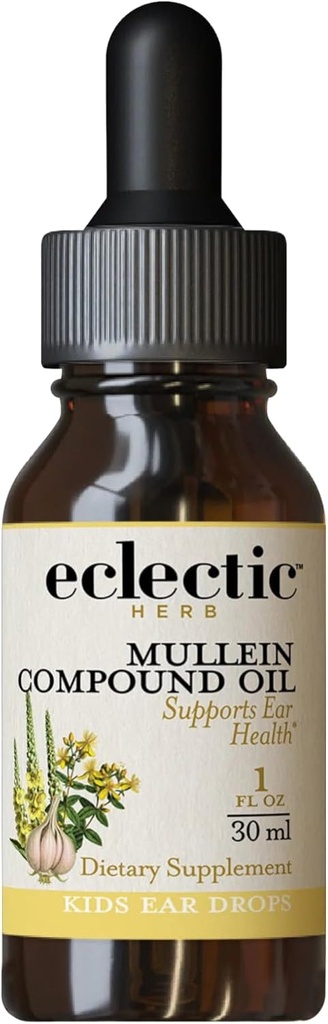 Hierba Ecléctica - Mullein Compuesto Aceite Niños Silenciosos Ear Health ← No Gluten-Free (1 fl oz TEN 30 ml)