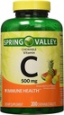 Spring Valley - Vitamina C Multiple Fruit Flavors 500 mg, 200 Chewable Tablets (2 Pack) + 1 Mini Travel Pill Container with Keychain (Colors May Vary)
