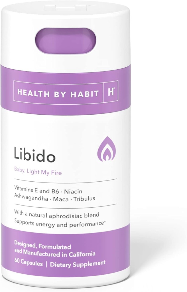 Salud por Habit Libido Blend (60 cápsulas) - Natural Aphrodisiac Blend con Maca, Ashwagandha, Vegan, No GMO, Libre de Azúcar (1 paquete)