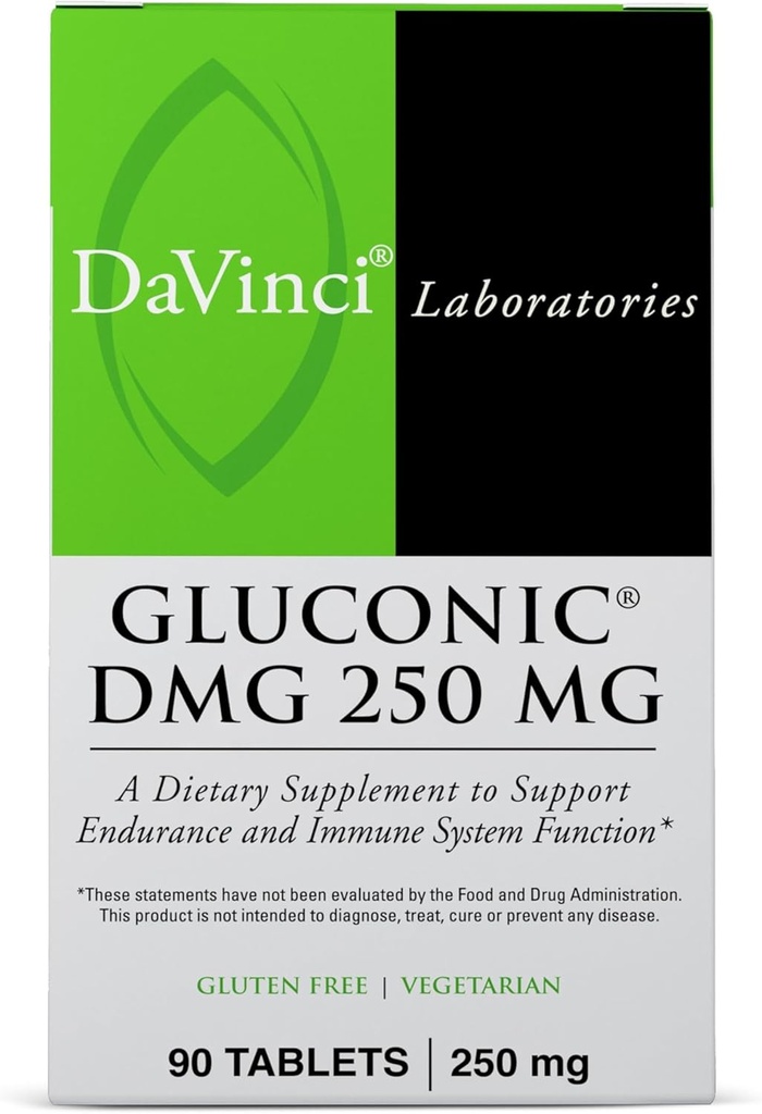 DAVINCI Laboratorios Gluconic DMG 250mg - Ayuda al sistema inmunológico, función muscular, salud cardíaca " salud cerebral - 90 Tablas Chewable (90 Serviciones)