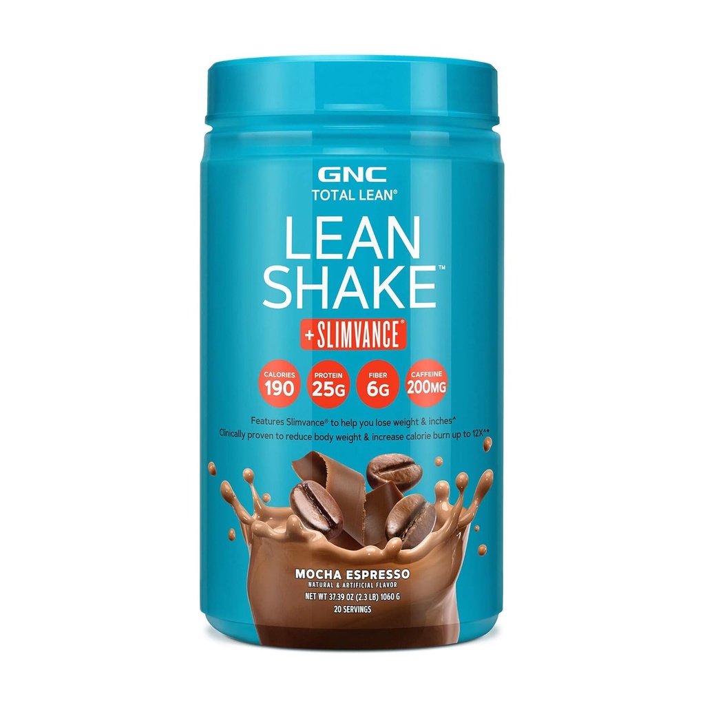 GNC Total Lean, Lean Shake + Slimvance, Weight Loss Protein Powder con 200 mg de Caffeine, Mocha Espresso, 20 Servings