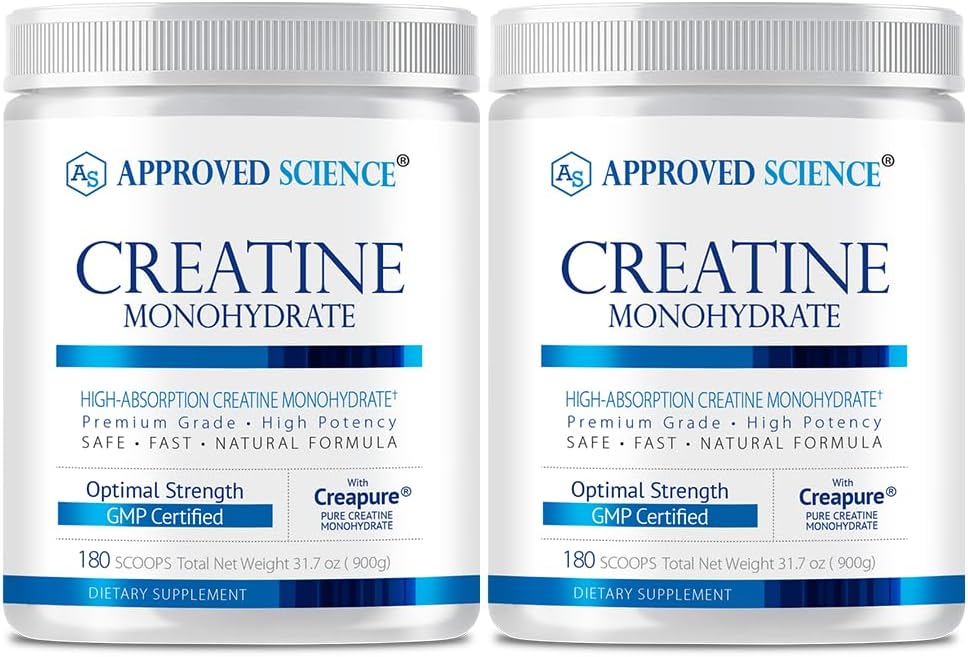 Powder Monohydrate Creatine con BioPerine - Apoyos Crecimiento y Recuperación del Musculo Lean - 360 Servings - 5000mg Por Serving - Unflavored - Non-GMO, Vegan