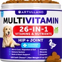Perro multivitamínico Chewable con Glucosamina 26 en 1 - Vitaminas y Suplementos para perros - Senior &amp; Puppy Multivitamin for Dogs - Pet Joint Support Salud - Inmunity, Mobility, Gut Skin - 120 Chews