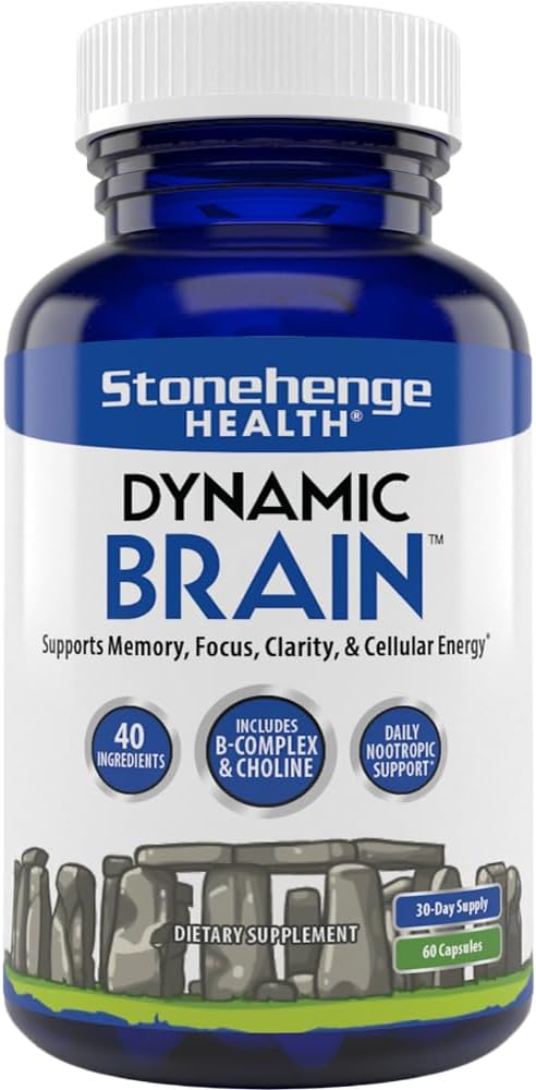 Stonehenge Health Dynamic Brain Supplement – Memory, Focus, & Clarity– Formulado con 40 Ingredientes Nootrópicos Únicos: Choline, Phosphatidylserine, Bacopa Monnieri y Huperzine A