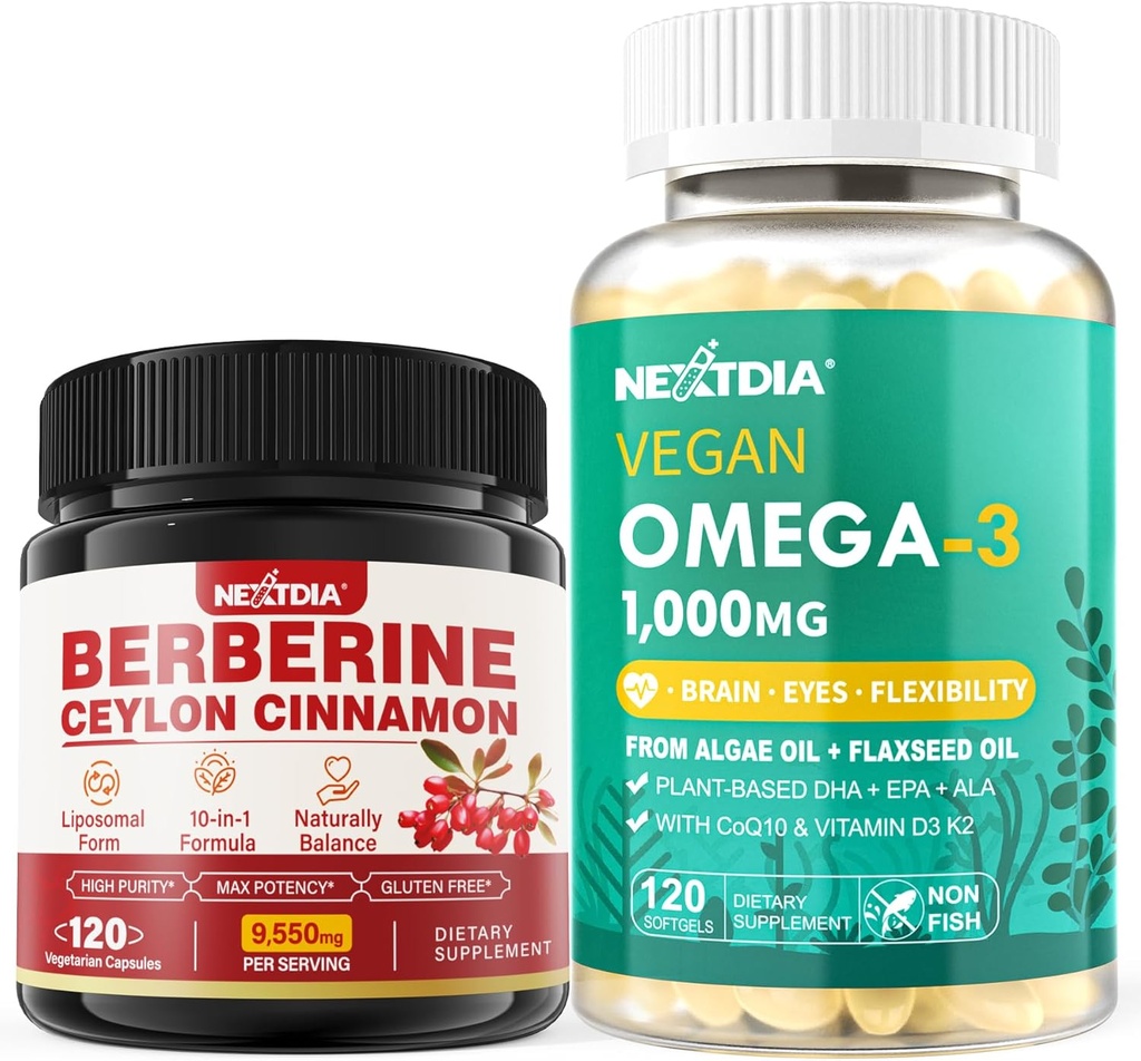 Suplemento bereberina 1500mg + Omega vegano 3 Suplemento 1000mg