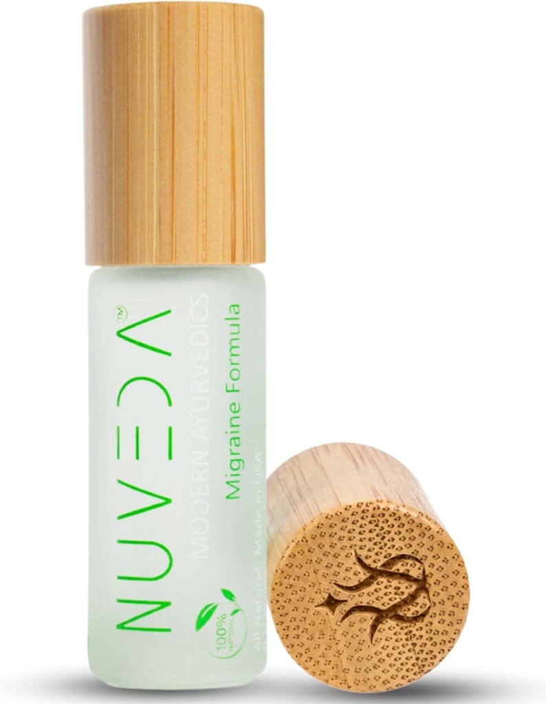NUVEDA® Advanced Migraine Fórmula - All Natural Headache Stick ← Modern Ayurvedic, Roll On Stick tención Terapéutica Grade Aromaterapia Esencial de Grado