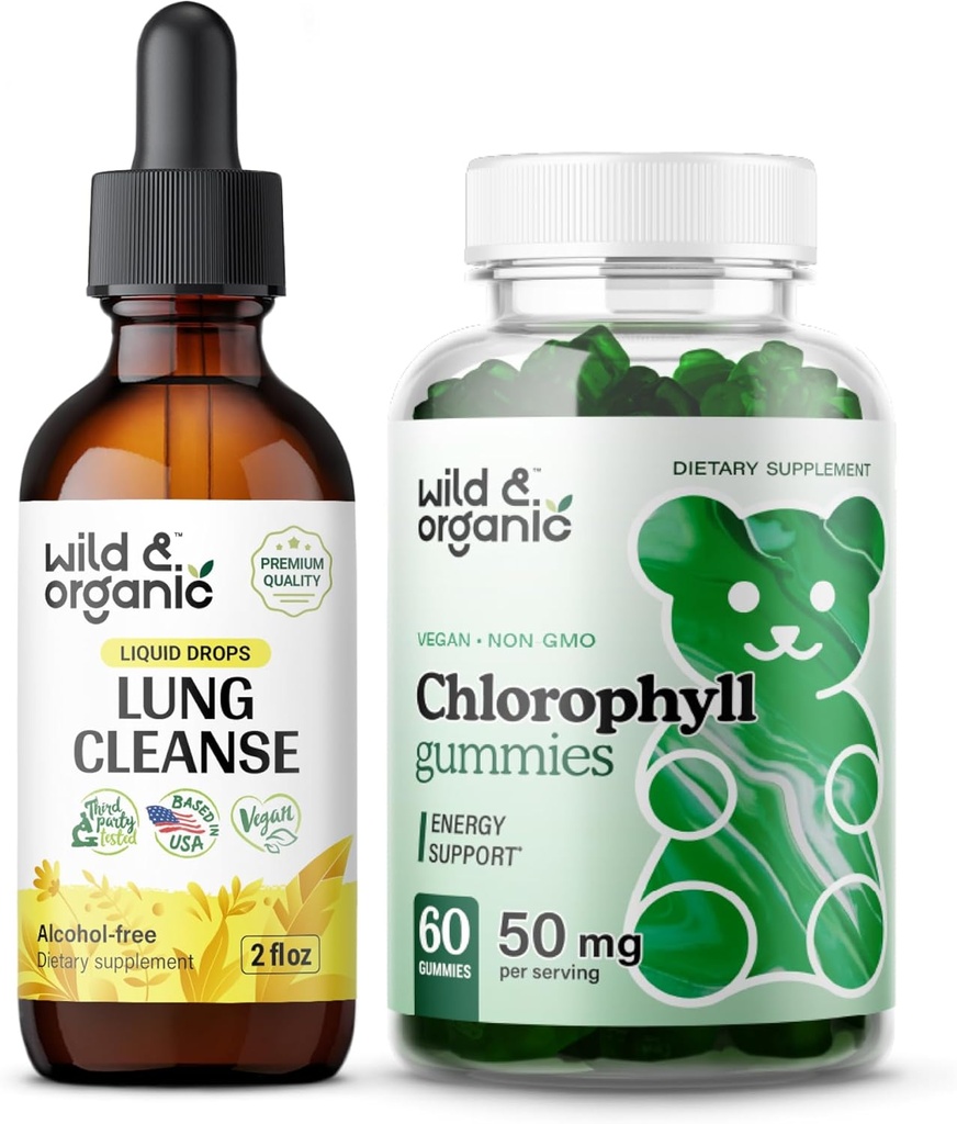 Wild &amp; Organic Lung Cleanse Tincture 2 fl oz " Chlorophyll Gummies 60 Chews