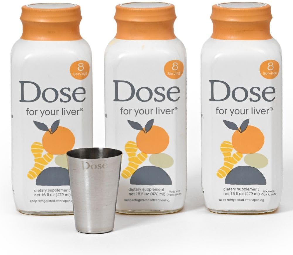 DOSE for Your Liver Cleanse Detox " Repair, Made with Organic Milk Thistle Supplement with Turmeric, Dandelion, Ginger, and Orange, Supports Healthy Liver Function,16oz Bottle, 3 Pack (3 Week Supply)