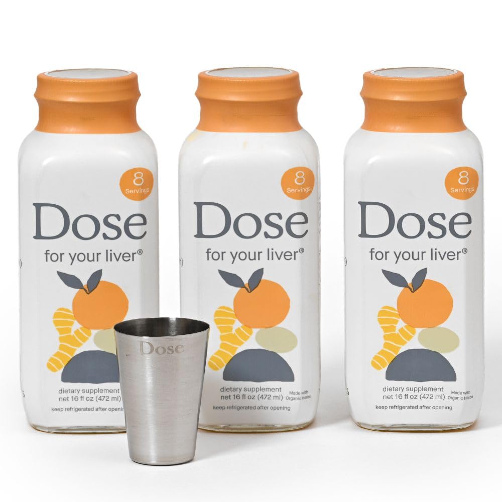 DOSE for Your Liver Cleanse Detox " Repair, Made with Organic Milk Thistle Supplement with Turmeric, Dandelion, Ginger, and Orange, Supports Healthy Liver Function,16oz Bottle, 3 Pack (3 Week Supply)