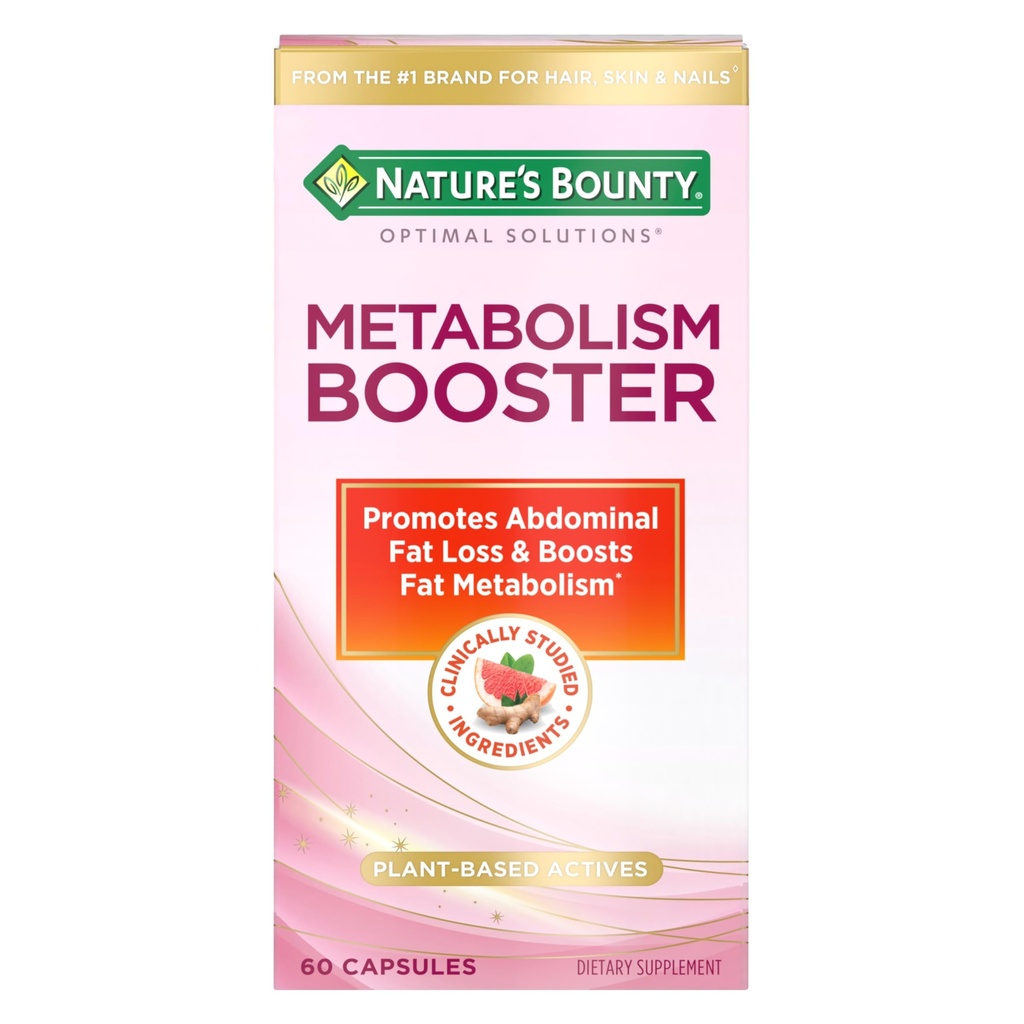 Bounty Optimal Solutions Metabolism Booster Suplemento, Boosts Fat Metabolism, promueve la pérdida de grasa abdominal, con extractos de citrus y jengibre negro, 60 cápsulas