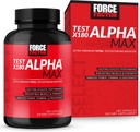 FORCE FACTOR Test X180 Alpha Max Total Testosterone and Nitric Oxide Booster for Men with Fenugreek Seed and Tribulus to Increase Blood Flow and Improve Male Athletic Performance, 180 Capsules