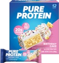 Barras de proteína puras, alta proteína, nutritious Snacks to Support Energy, bajo azúcar, sin gluten, pastel de cumpleaños, 1,76 oz, paquete de 12 (paquete mayo Vary)