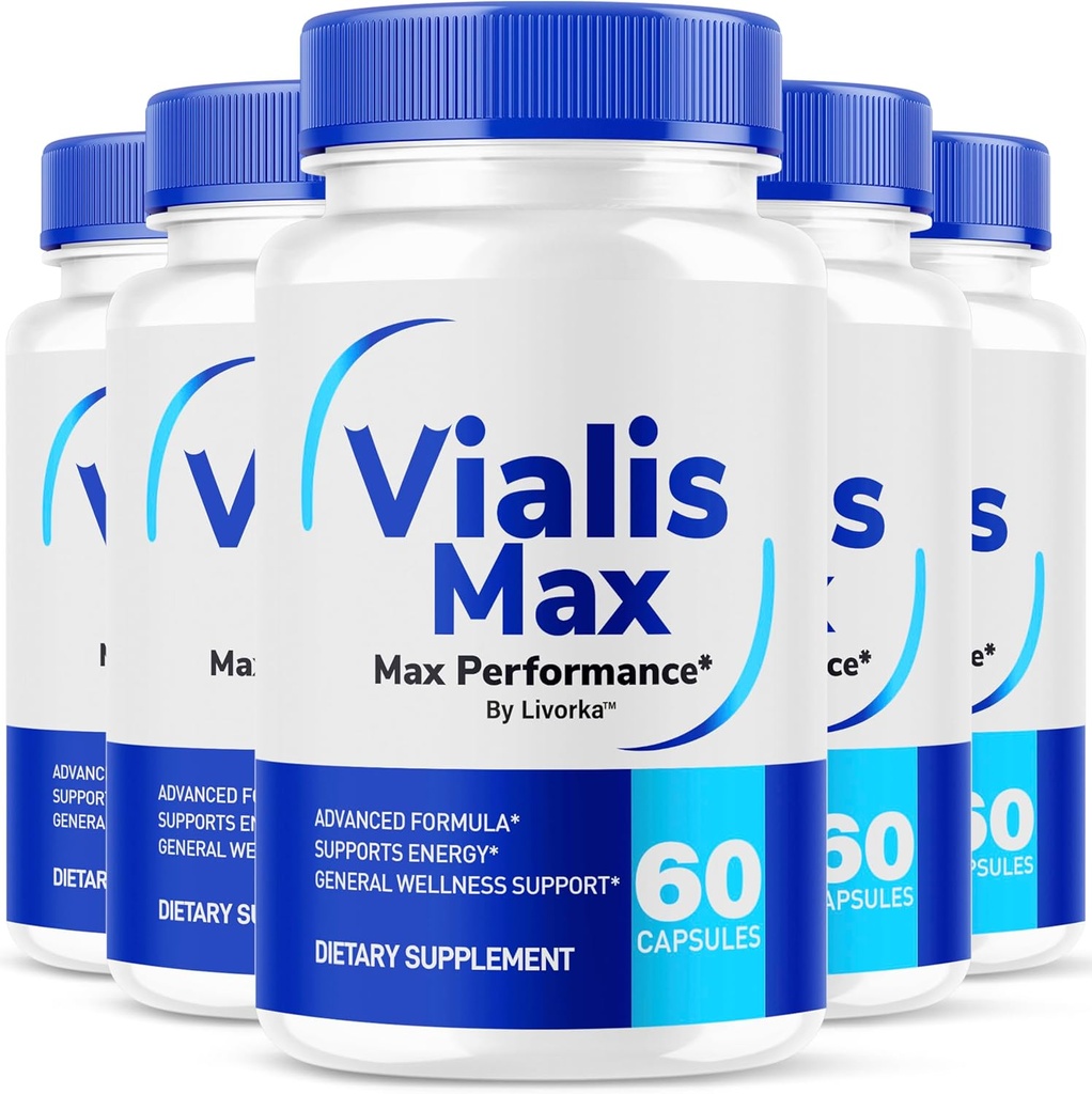 (5 Pack) Vialis Max Pills for Hombre - Official Vialis Max Premium Male Support Formula for Fast Acting Energy, Endurance and Performance, VialisMax Capsules Advanced Formula, 300 cápsulas para 5 meses
