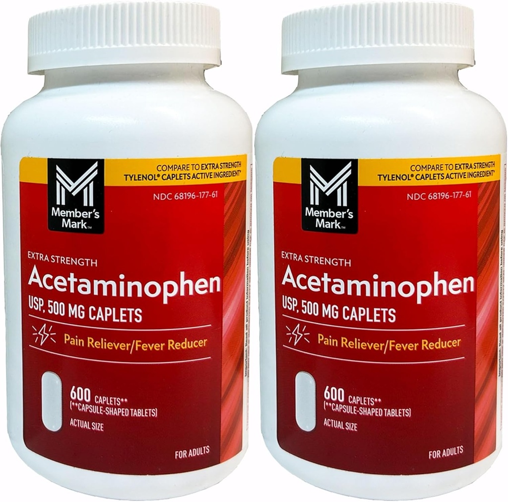 Mark 500mg Extra Strength Acetaminophen MegaSize 2Pack (600 Cuenta Cada) 7hm2Dcs