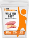 BulkSupplements.com Extract Powder Wild Yam - de Root, Suplemento Herbal, Suplemento Wild Yam - Gluten Free, 400mg por Serving, 250g (8.8 oz) (Pack of 1)