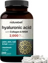 NatureBell Hyaluronic Acid Suplementos 2,000 mg TEN 240 cápsulas, con MSM " Collagen de Bovino Hidrolizado - 3 en 1 Apoyo para la hidratación de la piel, la lubricación conjunta, el cabello y la salud ocular