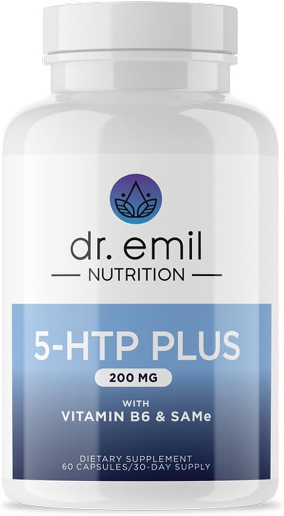 DR. EMIL NUTRITION 200 MG 5-HTP Además con SAM-e para mantener el sueño normal saludable y crear un sentido del bienestar - 5HTP suplemento con vitamina B6-60 cápsulas Vegan, 30 servicios