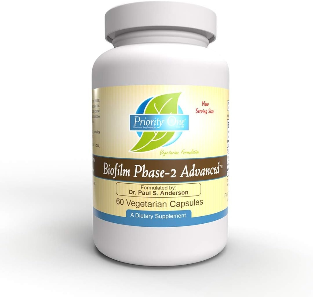 Priority One Vitamins Biofilm Phase-2 Advanced 60 Vegetarian Capsules Exclusivamente formulado por: Dr. Paul S. Anderson - Disruption of Advanced biofilms*