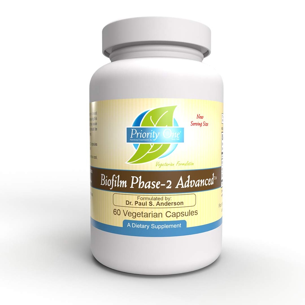 Priority One Vitamins Biofilm Phase-2 Advanced 60 Vegetarian Capsules Exclusivamente formulado por: Dr. Paul S. Anderson - Disruption of Advanced biofilms*