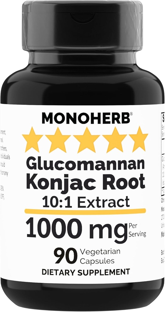 MONOHERB Amorphophallus konjac Radix Extracto Glucomannan 1000 mg - 90 cápsulas vegetarianas