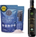 EAT WELL PREMIUM FOODS Collagen Peptides Powder Protein 45 Servings, 16oz &amp; USDA Organic Black Seed Oil 8.4 FL oz Bottle