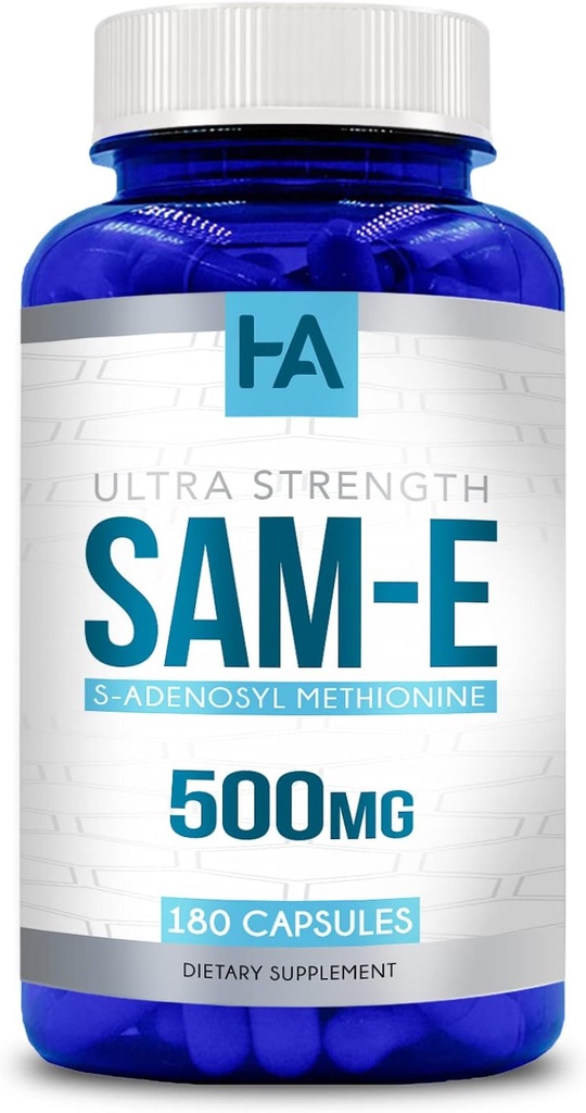 High Strength 500mg SAM E Supplement ← S-Adenosyl Methionine SAMe Supplement for Bone Joint " Mood Support for Men and Women ANTE Vegan Non-GMO " Made in US cGMP Labs (180 Veggie Capsules)