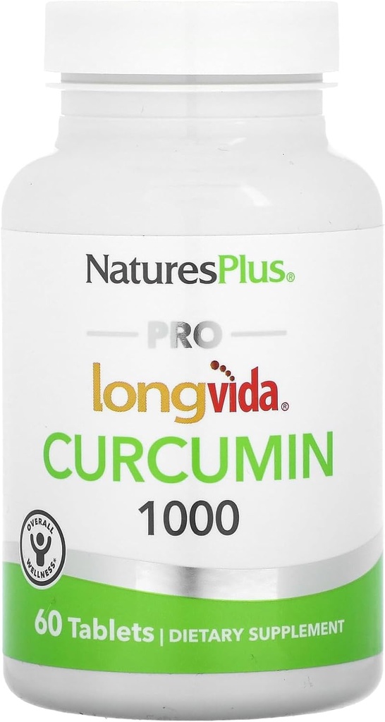 NaturesPlus PRO Longvida Curcumin 1000 mg - 60 Tablets - Promotes Healthy Free Radical Protection - Non-GMO, Vegan &amp; Gluten Free - 60 Servings