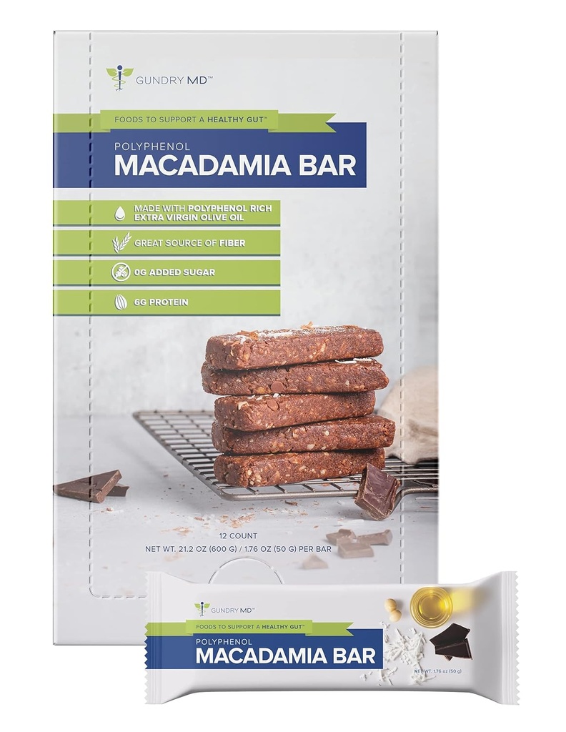 Gundry MD Polyphenol Rich Macadamia Nut Bares, 12 Pack