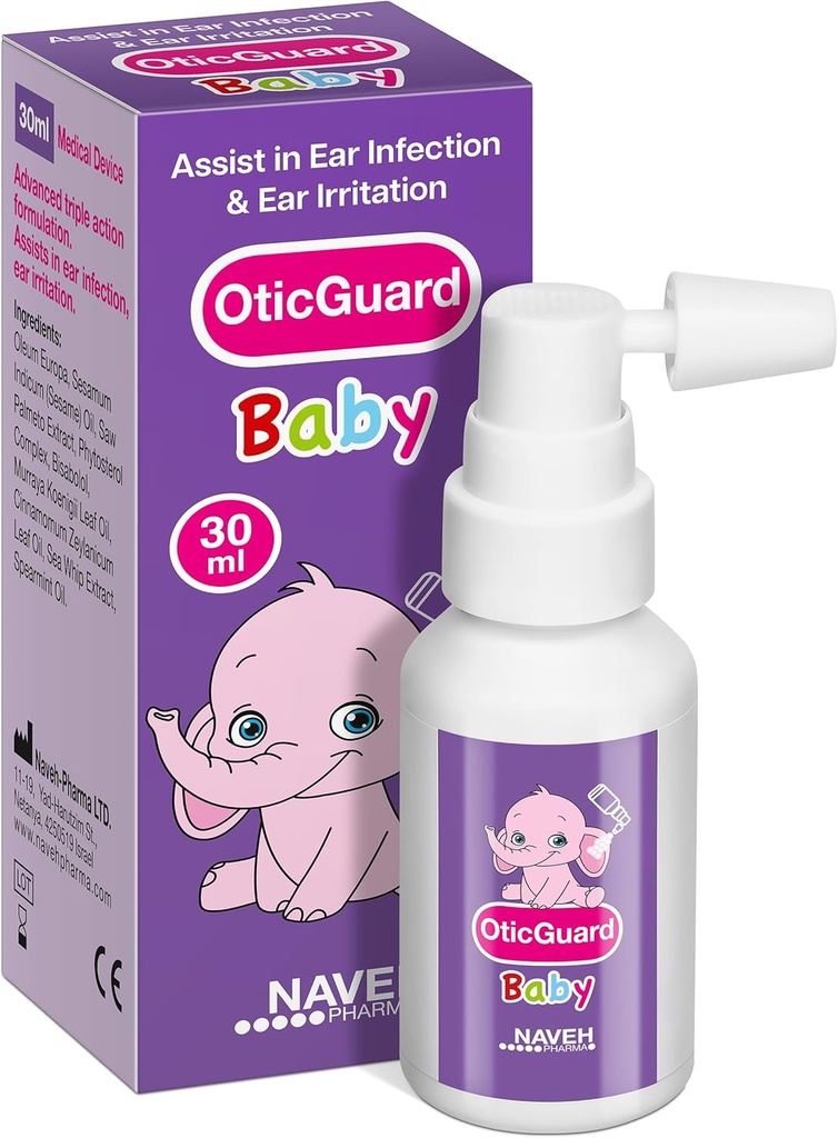 NAVEH PHARMA Otic Guard Baby Ear Drops – Natural Ear Oil for Ear Wax Removal &amp; Infection Relief – Gentle Ear Cleaner for Babies, Toddlers &amp; Kids – Soothes Itchy Ears &amp; Swimmer’s Ear