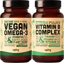 Vegan Omega 3 &amp; Vegan Vitamin B Complex Bundle - Plant-Based DHA &amp; EPA Fatty Acids, Essential B Vitamins with Whole Food Blend, B1, B2, B3, B5, B6, B7, Folate