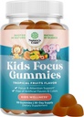 Gummies de enfoque infantil - Suplemento de apoyo cerebral nootrópico para niños con extracto de té verde, vitaminas B6 &amp; B12 para memoria y foco cerebral - Cerdos de concentración de hierbas para niños - 90 Conde