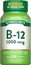 La verdad de la naturaleza Vitamina B12 Tablets TENIDO 1000 mcg TEN 220 Conde TENGA Vegan, No GMO &amp; Gluten Free Supplement