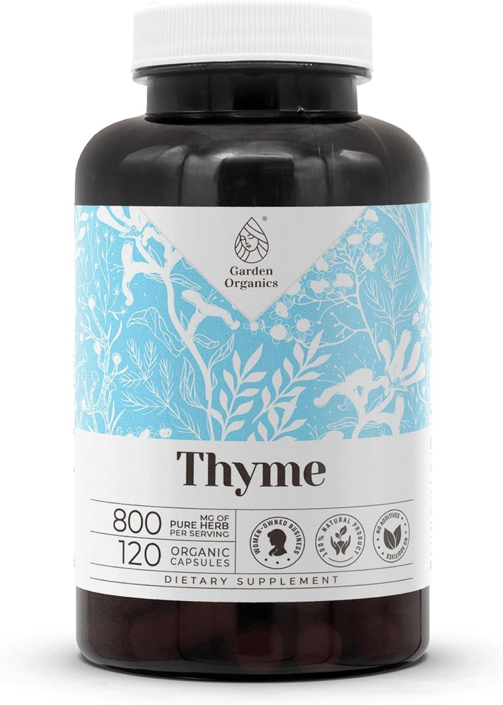 Tume 120 cápsulas ← Suplementos dietéticos herbarios de alta potencia ← Hecho con cápsulas vegetales y tomillo (Thymus Vulgaris) Hoja seca (120 conteo)