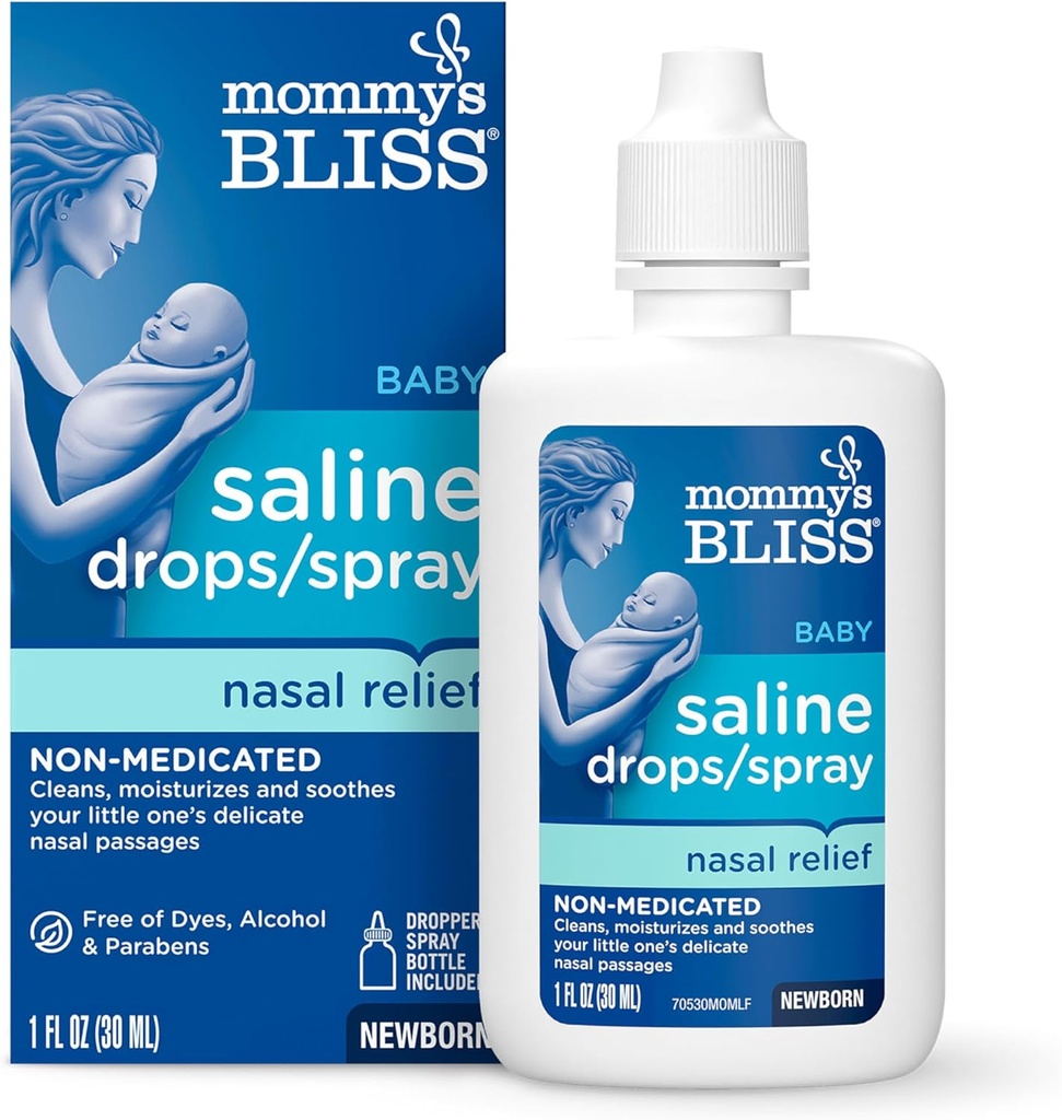 Mama's Bliss Saline Drops/Spray, Nasal Relief for Newborns &amp; Up, 1 Fl Oz
