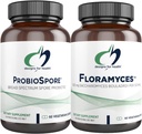 Diseños para Saccharomyces de Salud Boulardii (60 cápsulas) + Probiótico Basado en Espora Probio (60 cápsulas) - 2 Suplementos de Salud Gut - Probióticos Digestivos de Estante, Resistente Ácido