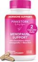 Pink Stork Menopause Support for Women - Hot Flash, Mood, Sleep, Weight, Cortisol & Hormonal Balance - Vegan, Estrogen-Free Perimenopause Relief - Ashwagandha, Maca - 60 Capsules