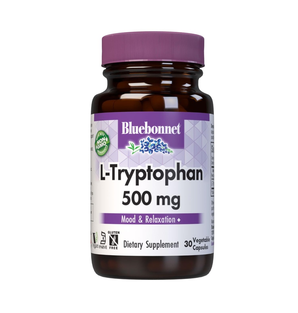 BlueBonnet L-Tryptophan 500 mg cápsulas de vitamina, 30 conteo