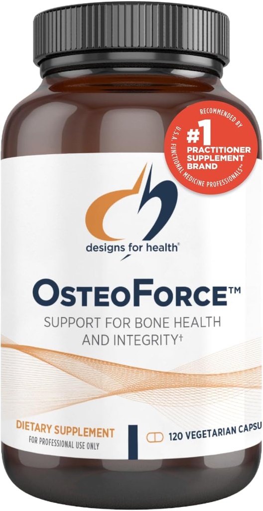 Diseños para la salud OsteoForce - Suplemento de Soporte Premium - Nutrientes altamente absorbibles Calcio Malate, Magnesio, Zinc Bisglycinate Chelate, Vitaminas D + K - Non-GMO, Soy Free (120 cápsulas)