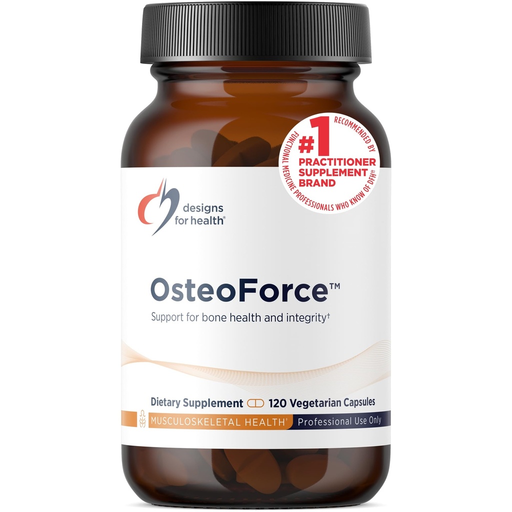 Diseños para la salud OsteoForce - Suplemento de Soporte Premium - Nutrientes altamente absorbibles Calcio Malate, Magnesio, Zinc Bisglycinate Chelate, Vitaminas D + K - Non-GMO, Soy Free (120 cápsulas)