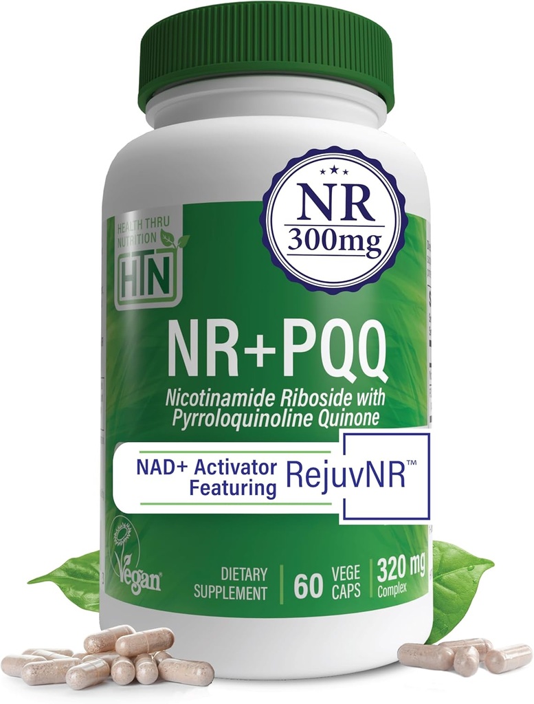 Nutrición de Thru NAD+ Activador Silencio NR con PQ Silencio 300mg Nicotinamide Riboside + 20mg PQQ Silencio Mitochondria Maximizer Silencio No GMO Silencioso Pack de 60