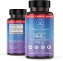 NAC Suplemento N-Acetyl Cysteine 1000 mg, Amino Acid, Antioxidante natural, Apoyo al hígado, pulmón, sistema inmunológico, fertilidad TEN 120 N-Acetyl-L-Cysteine Capsule