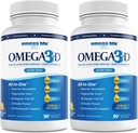 Triple Strength Farmaceutical Grade Fish Oil 2750mg - Vitamina D3 50mcg - 1500mg EPA - 680mg DHA - Heart - Cholesterol - LDL - HDL - No Burps o Heartburn - Alta concentración - 90 Servings
