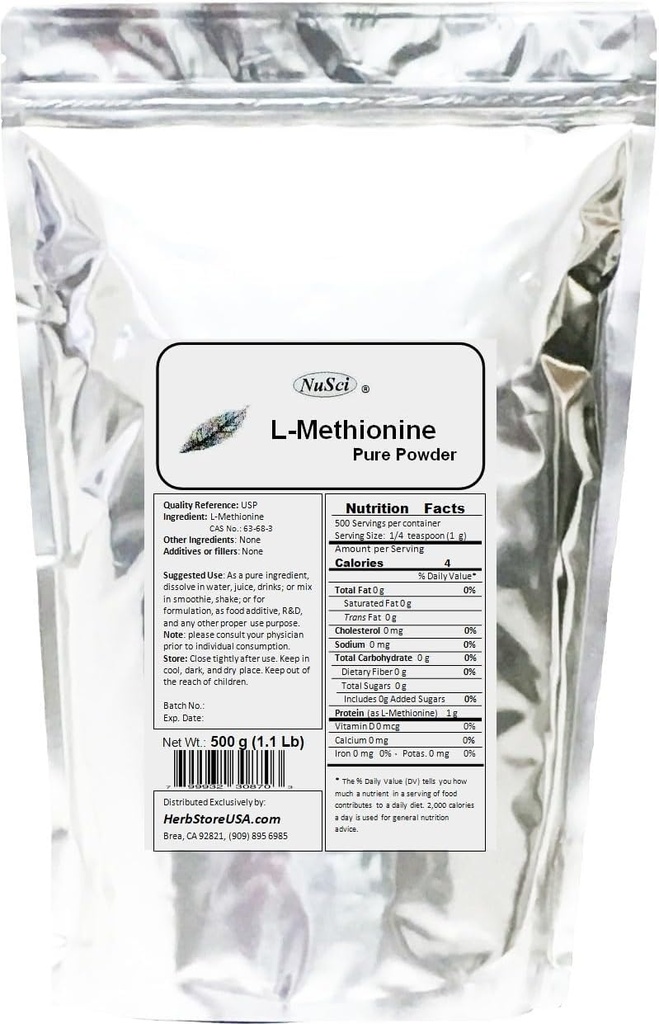 L-Metionina Powder Pure (500 gramos (1.1 lb))